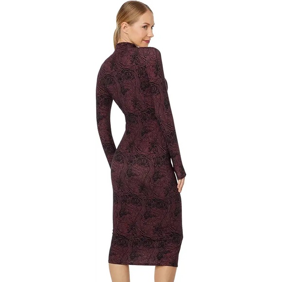 Ted Baker Elonar High Neck Printed Dress Purple Paisley 4UK 10US & SLIP (M) - Picture 5 of 15